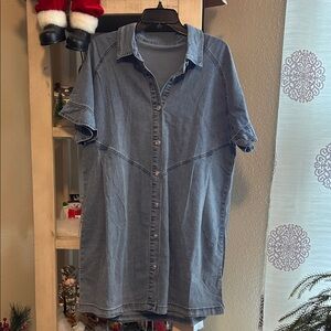 Casual Denim Button-Up Dress